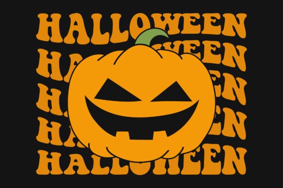 Halloween Pumpkin Retro Wavy SVG T-shirt Graphics Crafts