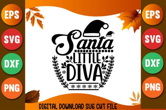 Santa Little Diva Christmas SVG Design for Graphics & Crafts