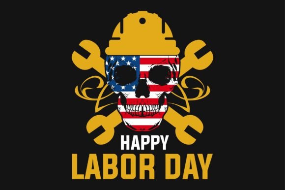 Skull Labor Day Typography SVG T-shirts Graphics